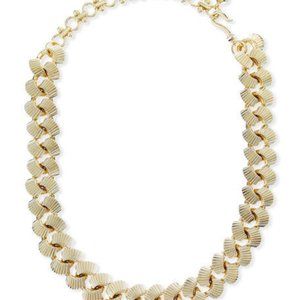 Neiman Marcus Lee Angel Brass Gold Curb Chain Necklace  NWT 350.00 Gold